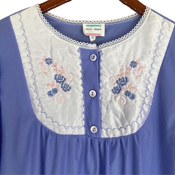 Kelly‎ Reed Vintage Floral Embroidered Detail Long Sleeve Long Night Gown - Picture 1 of 8
